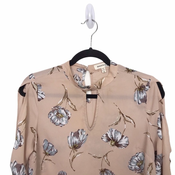 Monteau Los Angeles Floral Cold Shoulder Blouse - Picture 3 of 11